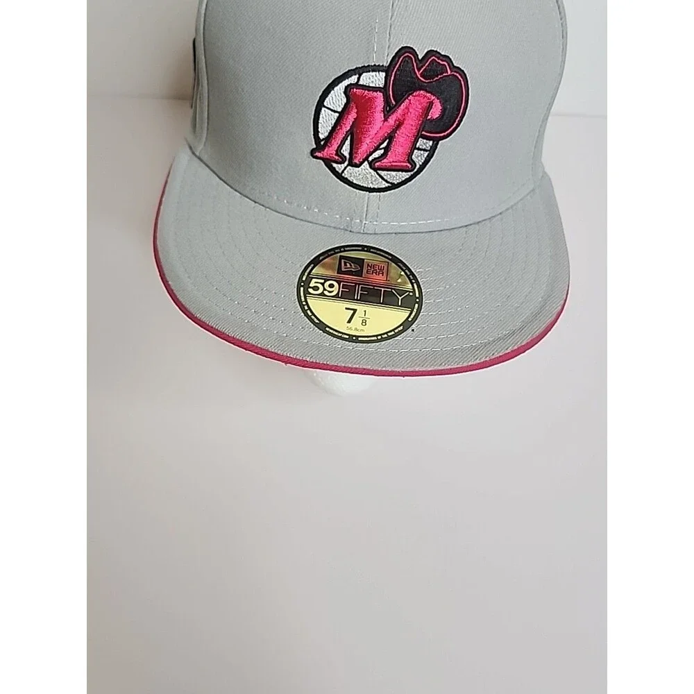 Dallas Mavericks New Era 59Fifty Hardwood Classics Hat Cap 7 1/8 Pink Gray